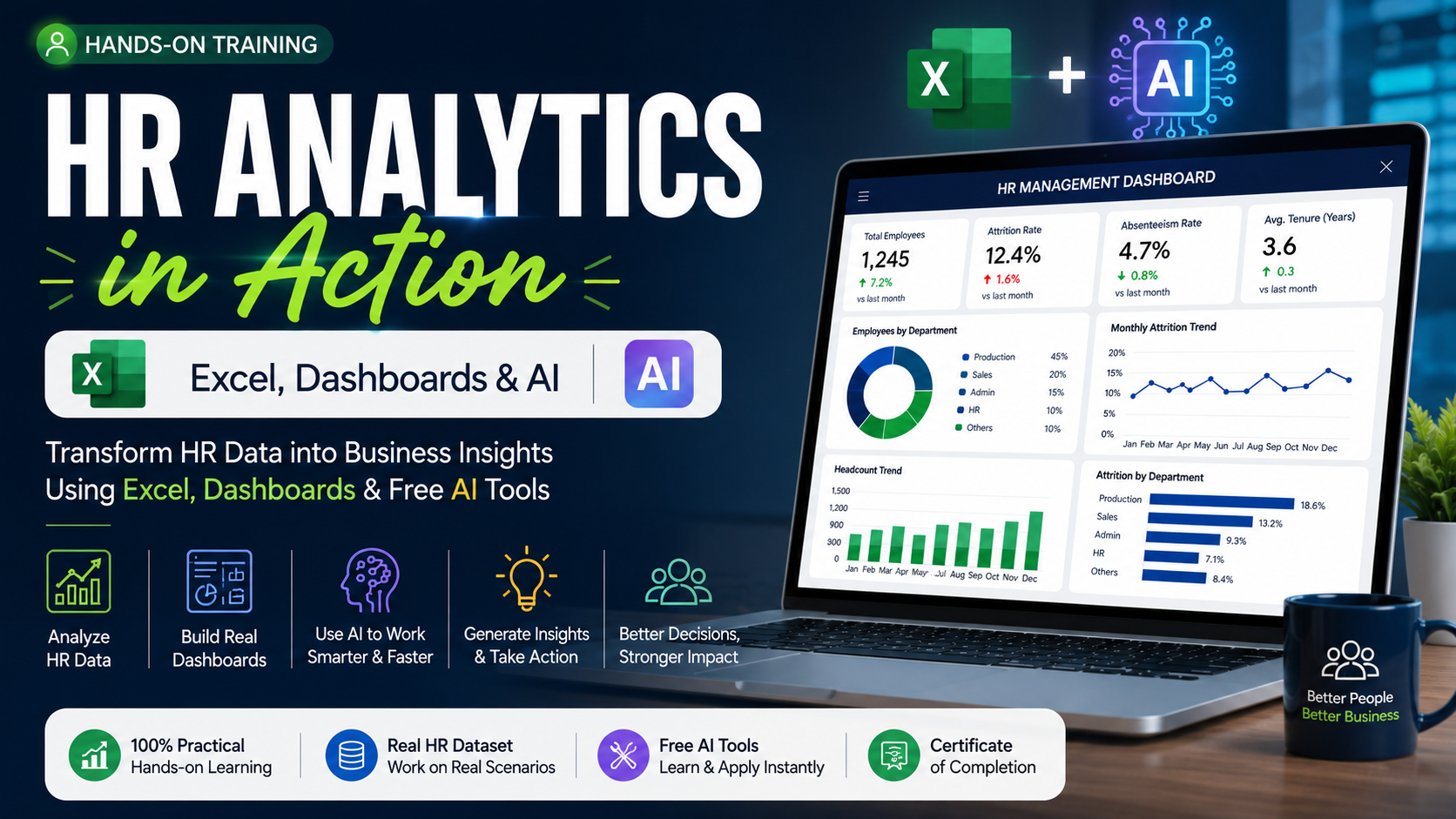 HR Analytics in Action: Excel, Dashboards & AI